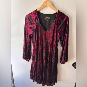 Red and Black velvet dress